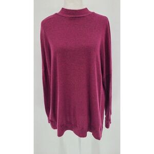 Caution to the Wind Mock Neck Ribbed Tunic Top Small Pink Loungewear Relaxed